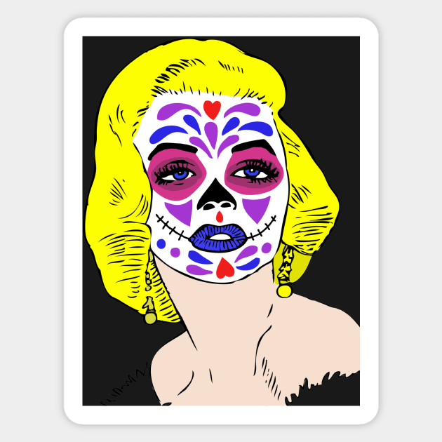 Sugar Skull Marilyn Sticker by RockettGraph1cs